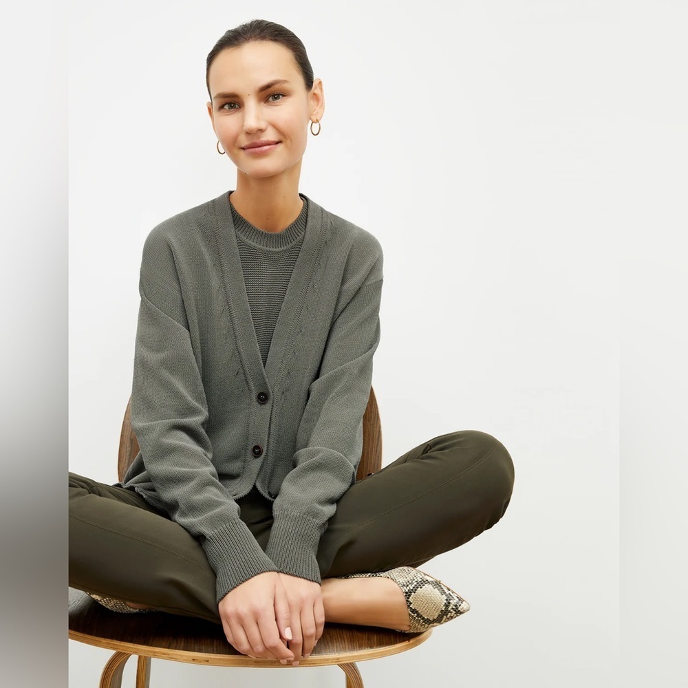 MM Lafleur The Cookie Cardigan Sleek Cotton in Fossil